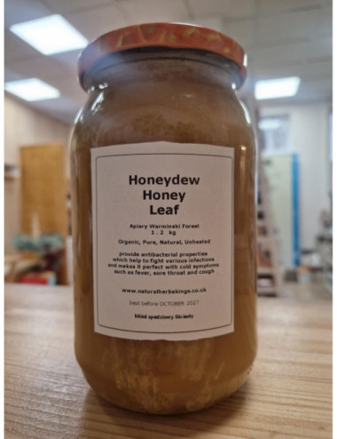 Natural Honeydew Leaf Honey 1.2 kg, Pure, Organic, Unheated / Miód Spadziowy Liściasty