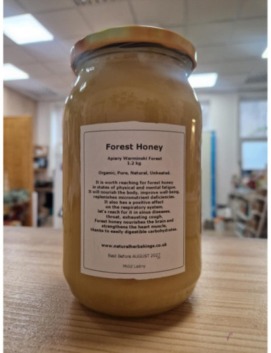 Natural Forest Honey 1.2 kg, Pure, Organic, Unheated / Miód Leśny