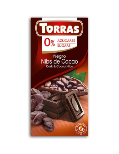 Dark Chocolate With Cocoa Beans, Sugar And Gluten Free (75g) Torras