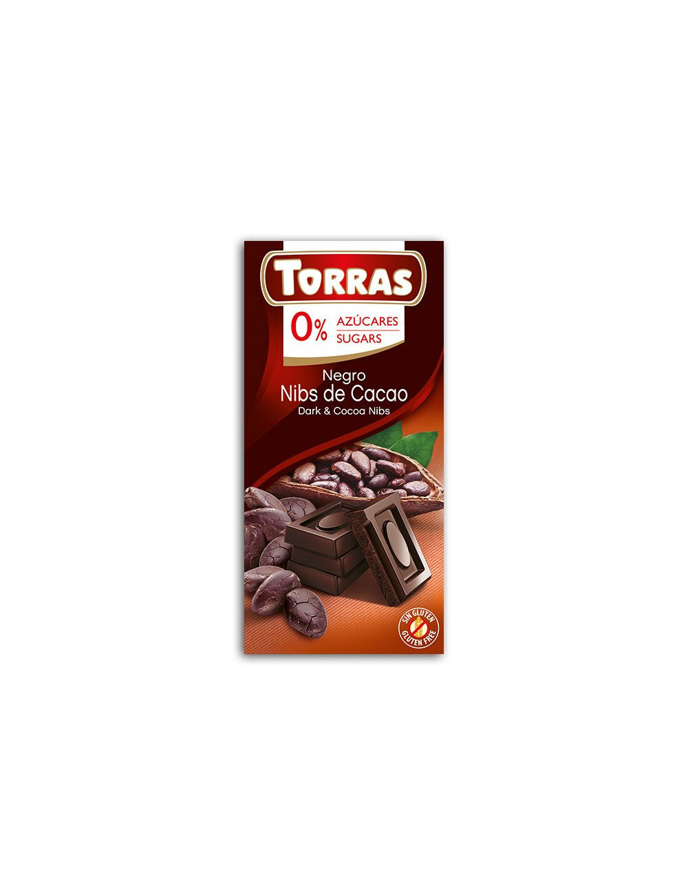 Dark Chocolate With Cocoa Beans, Sugar And Gluten Free (75g) Torras