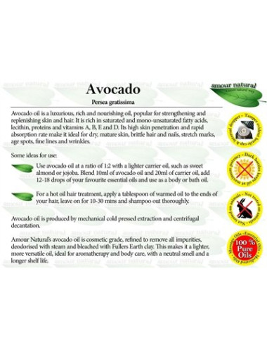Avocado Pure Oil 10ml, Amour Natural