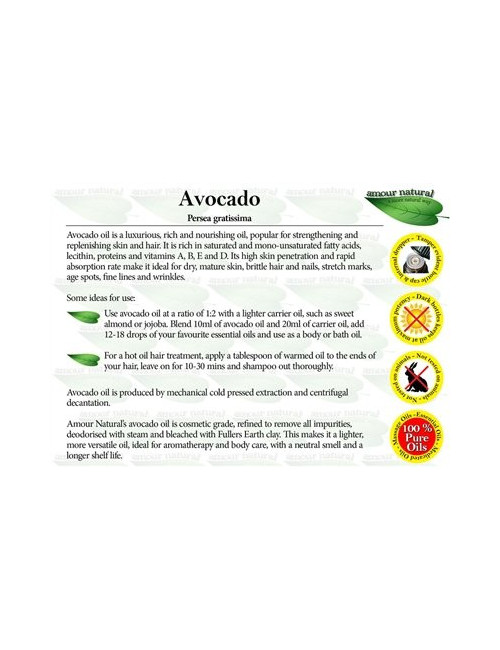 Avocado Pure Oil 10ml, Amour Natural