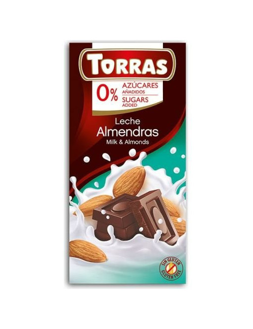 Milk Chocolate with Almonds, Sugar and Gluten free (75g) Torras