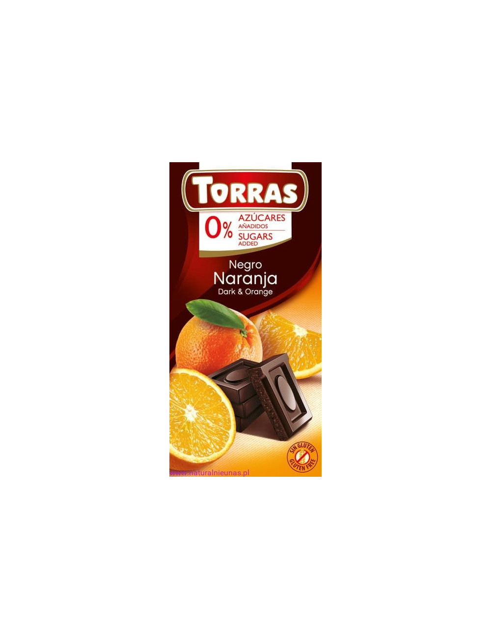Dark Chocolate with Orange 75g, Sugar and Gluten Free