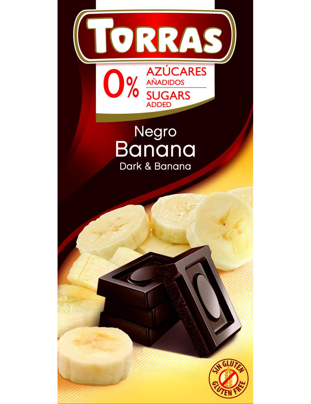 Dark Chocolate with Banana 75g, Sugar and Gluten Free, Torras