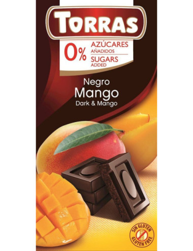 Dark Chocolate with Mango 75g, Sugar and Gluten Free