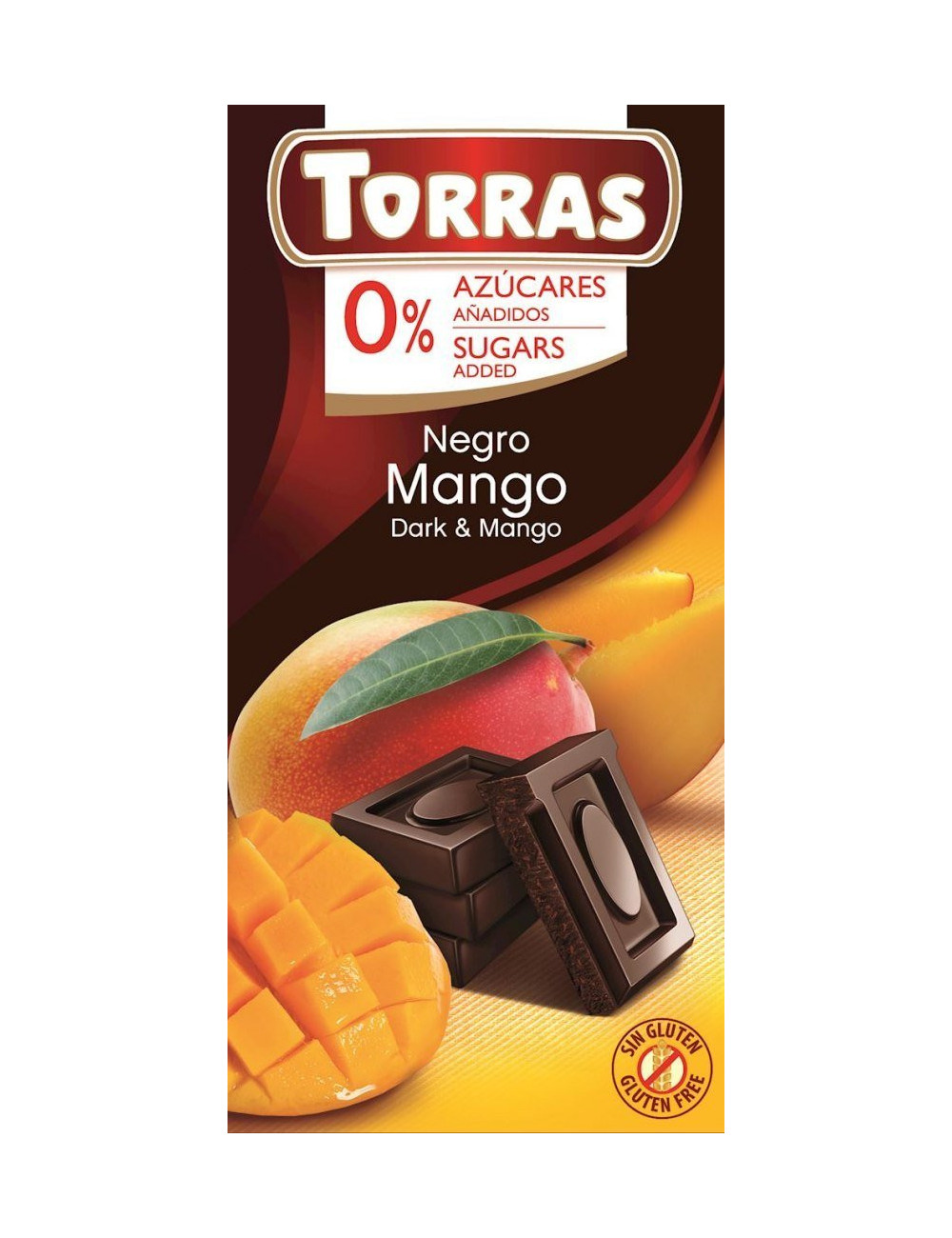 Dark Chocolate with Mango 75g, Sugar and Gluten Free
