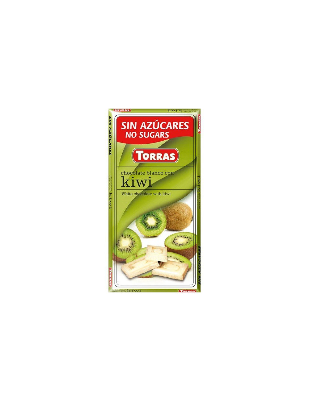 White Chocolate with Kiwi 75g, Sugar and Gluten Free, Torras
