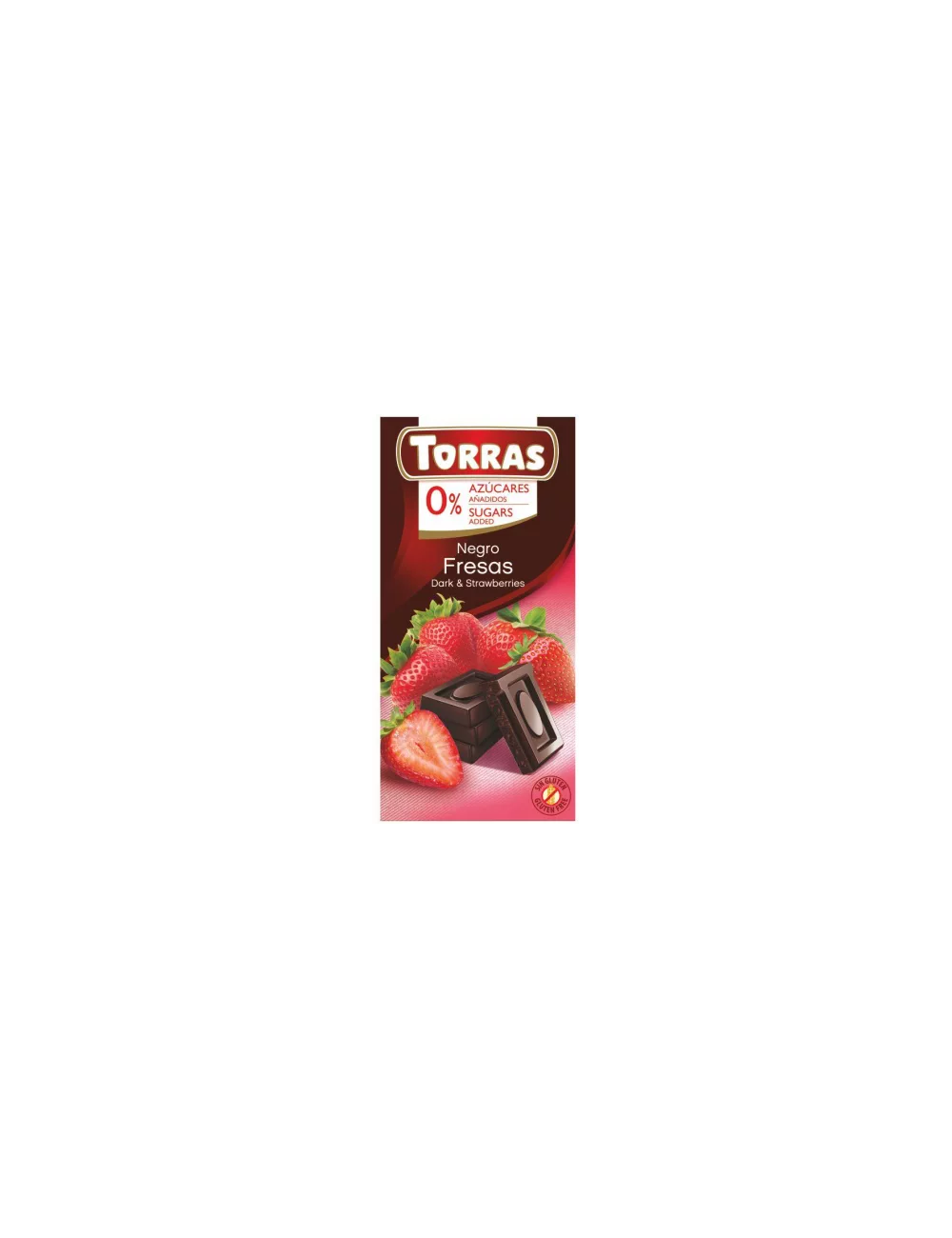 Dark Chocolate with Strawberry 75g, Sugar and Gluten Free, Torras