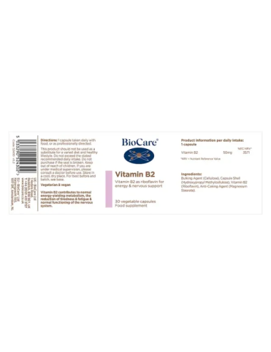 BioCare Vitamin B2 30 Veg Capsules