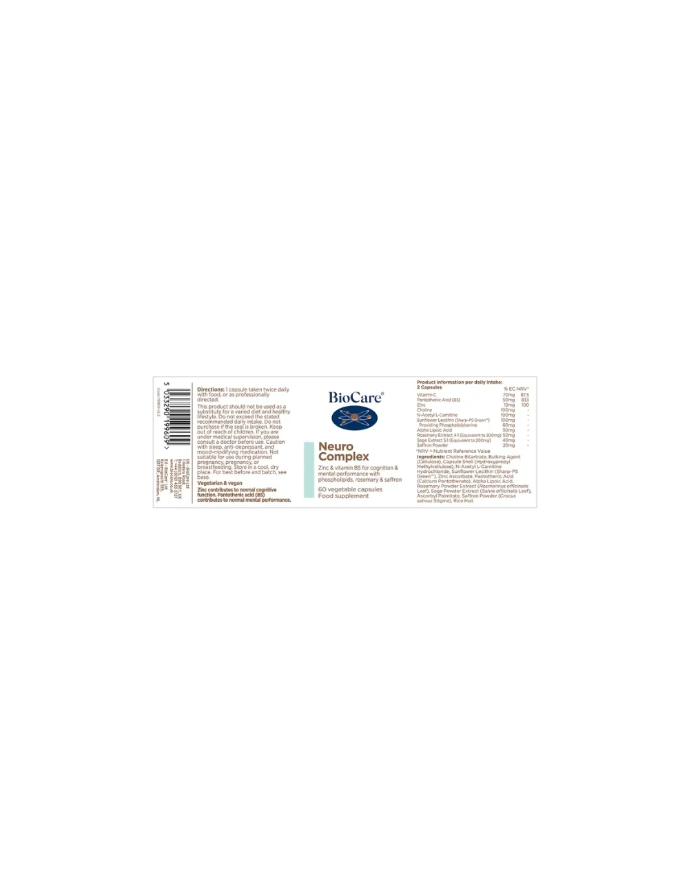Neuro Complex 60 Capsules BioCare