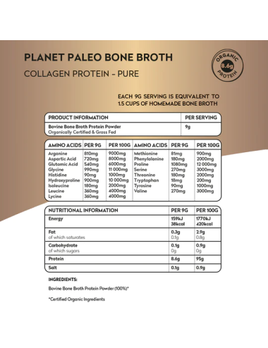 Planet Paleo Organic Bone Broth - Pure (Unflavoured)