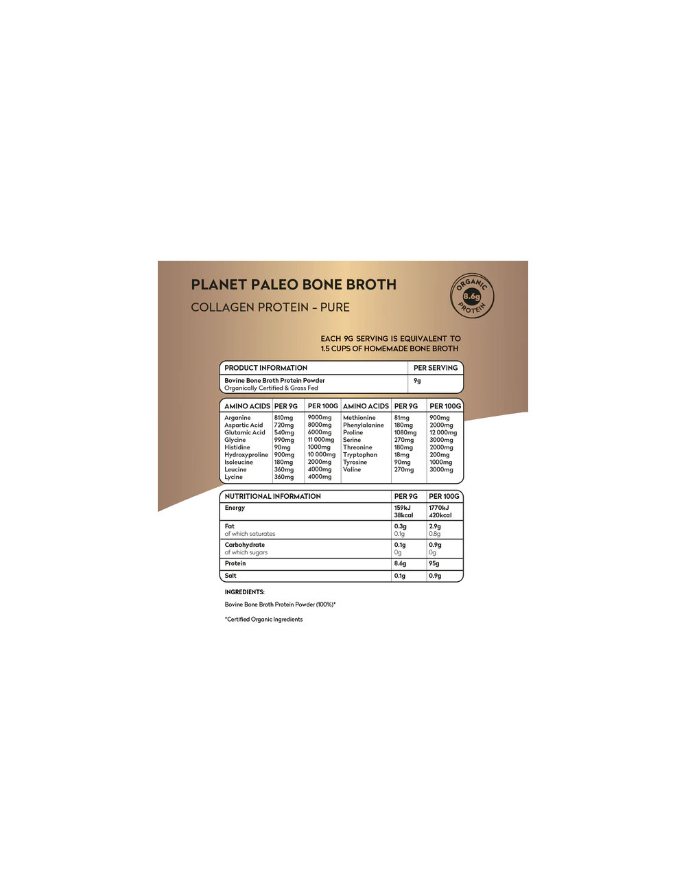Planet Paleo Organic Bone Broth - Pure (Unflavoured)