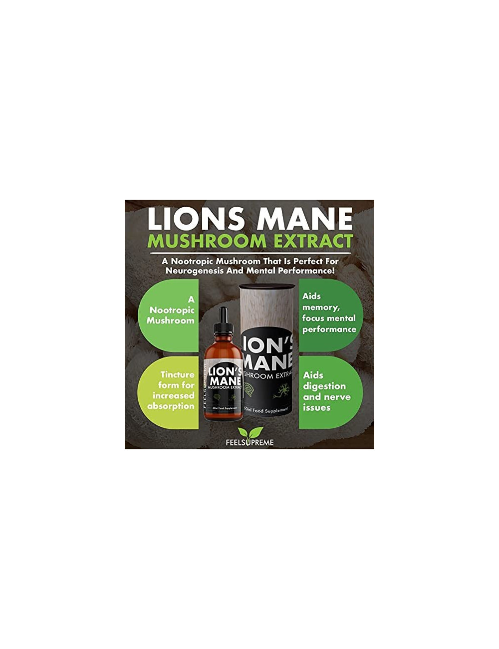 Organic Lion's Mane Mushroom Extract 60ml Feel Supreme