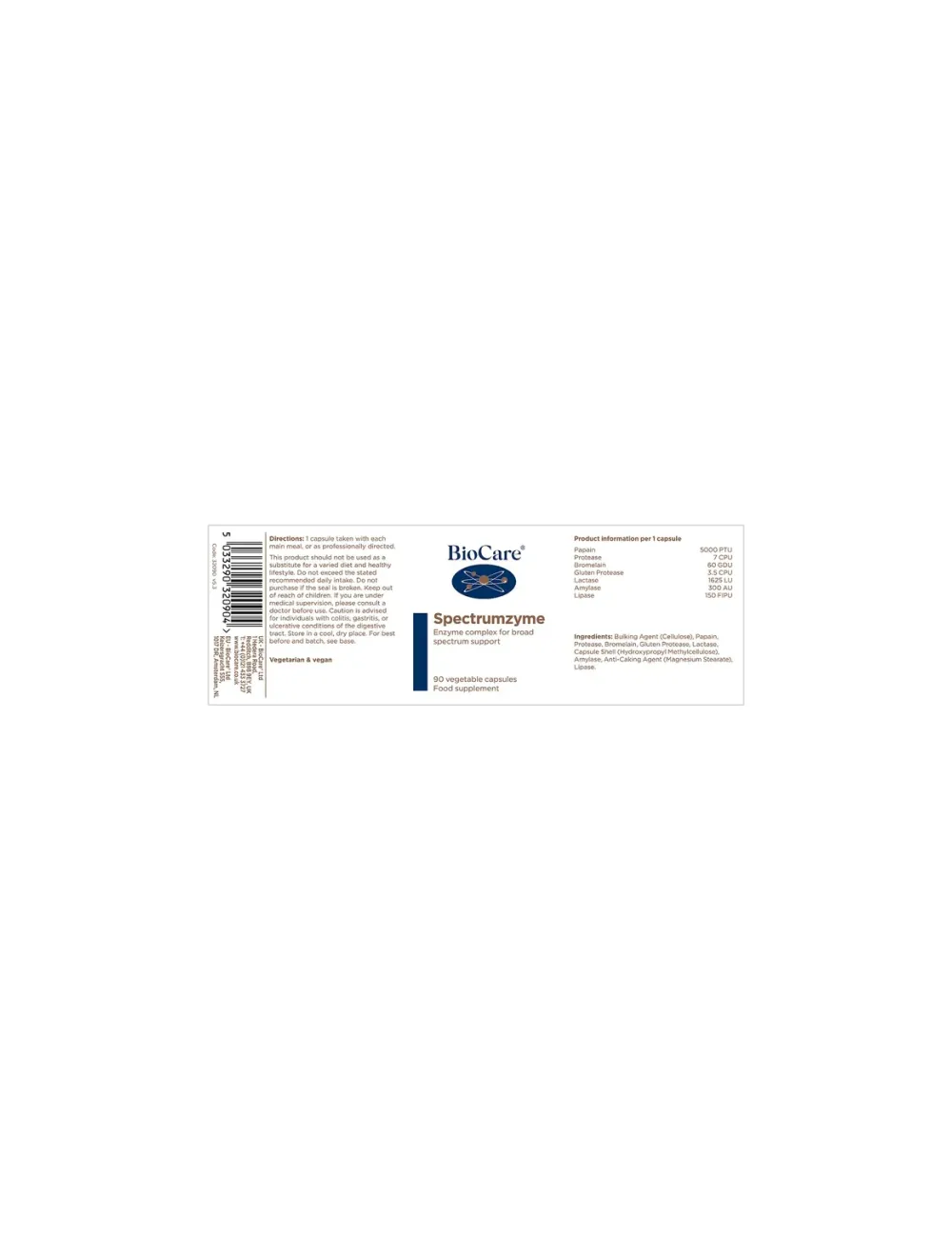Bio Care Spectrumzyme (Enzyme Complex) 90 Caps
