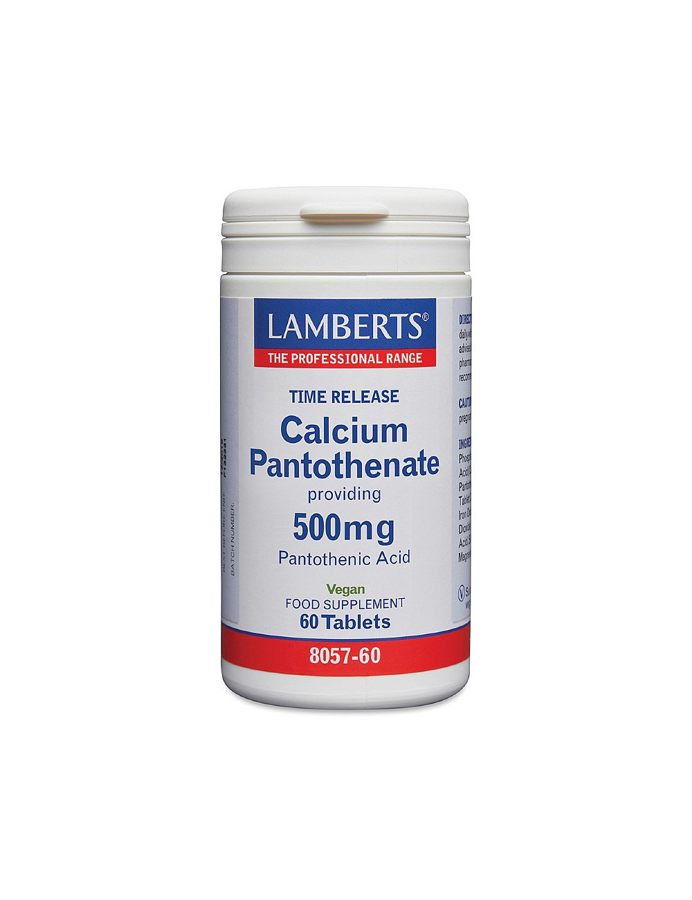 Calcium Pantothenate 500mg – Vitamin B5 (pantothenic acid) Lamberts