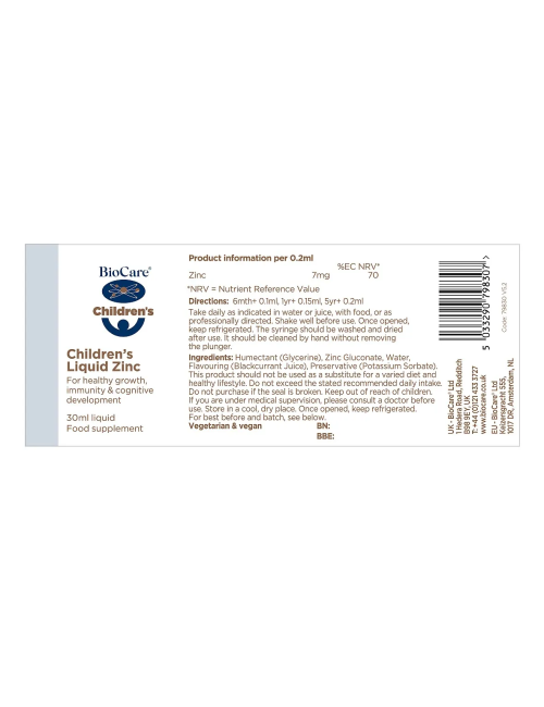 BioCare Children's Liquid Zinc 30ml