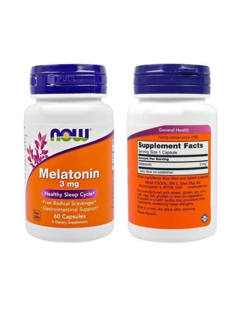 Melatonin 3mg Vegan Capsules 60 – NOW Foods Sleep Support