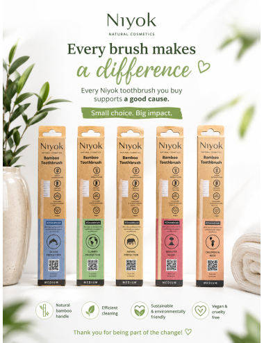 Niyok Adult Bamboo Toothbrush Medium bristles