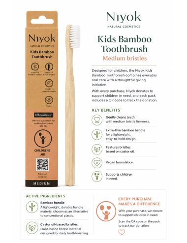 Niyok Kids Bamboo Toothbrush Medium bristles