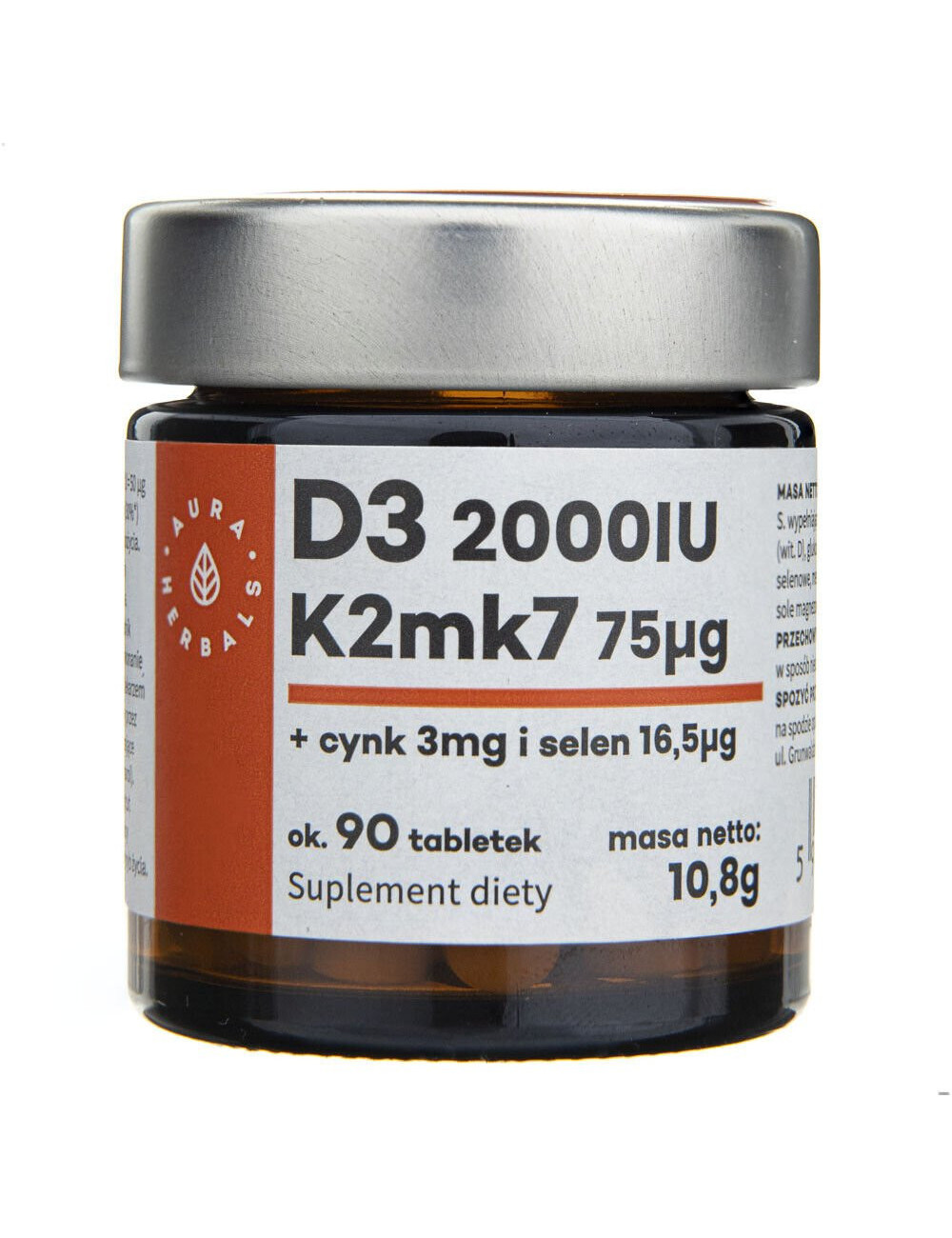Vitamin D3 2000IU + K2mk7 + Zinc + Selenium 90 tablets Aura Herbals