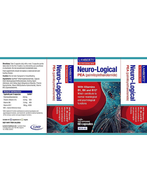 Neuro-Logical Palmitoylethanolamide (PEA) with vitamins B1, B6 and B12 Lamberts