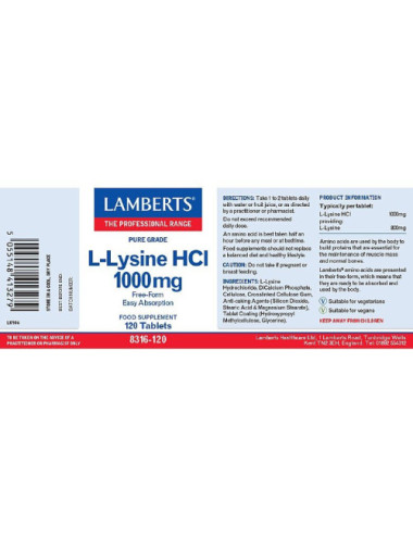 L-Lysine 1000mg Lamberts