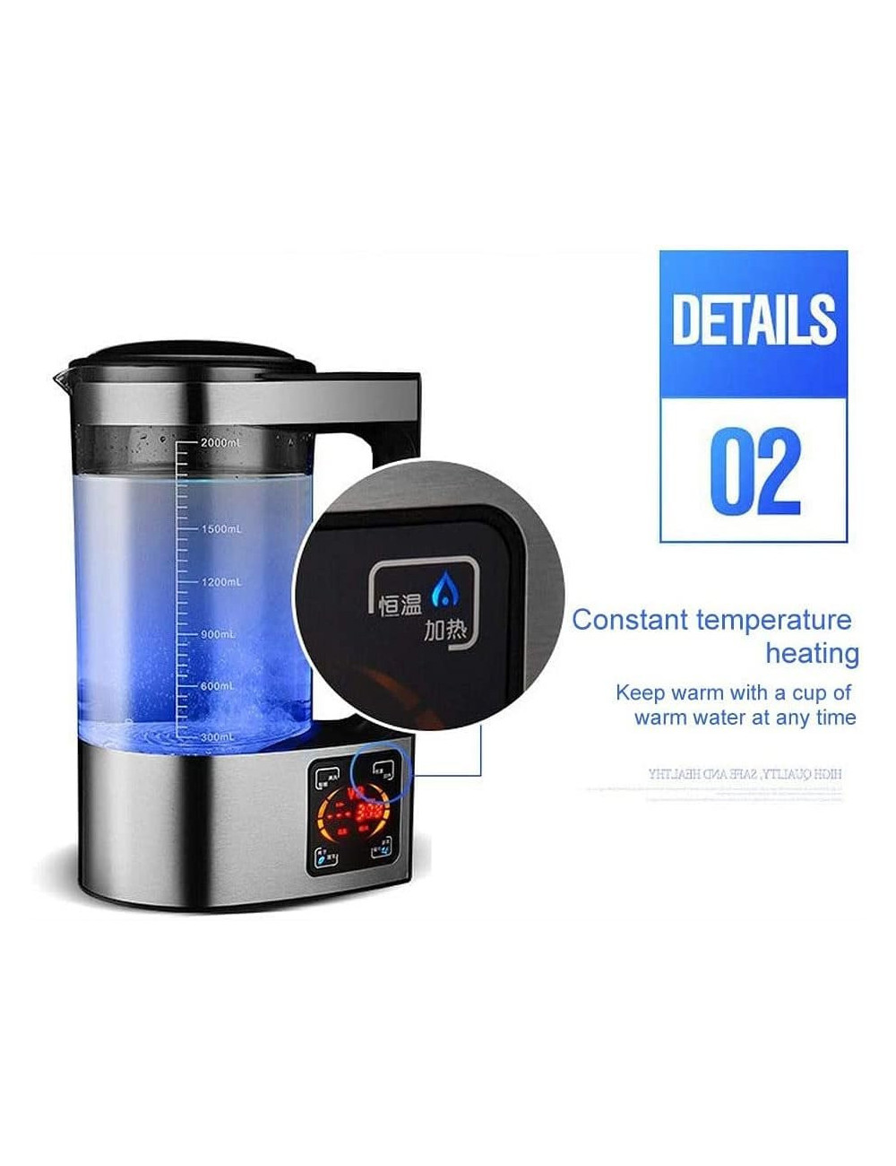 Hydrogen rich Electric Kettle Healthy Hydrogen-rich Generator Electrolysis Water Heating Machine 2L