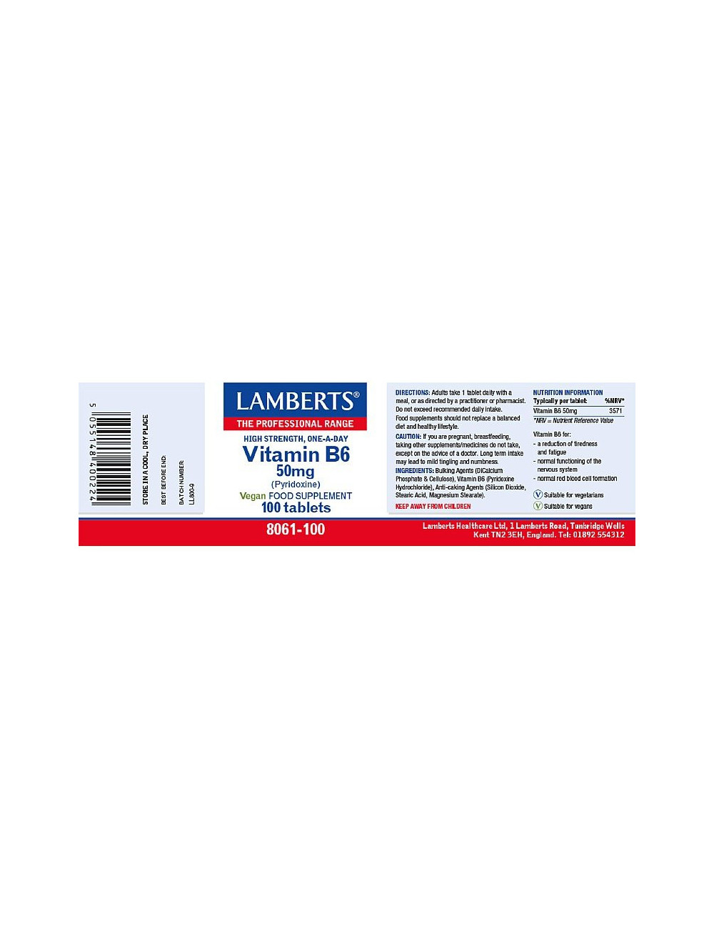 Vitamin B6 50mg 100 tablets Lamberts
