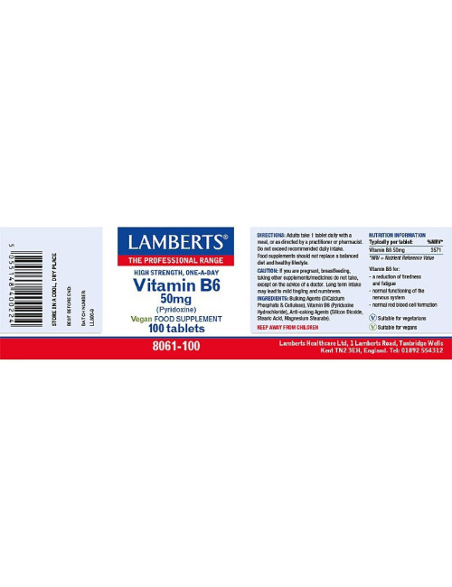 Vitamin B6 50mg 100 tablets Lamberts