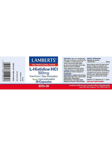 L-Histidine HCl 500mg Lamberts
