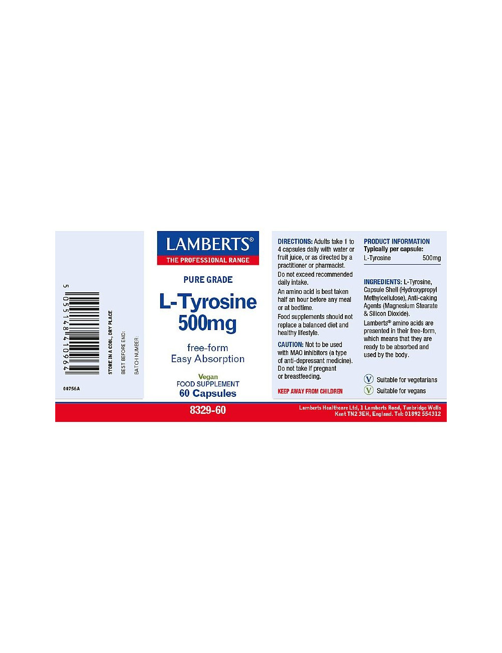 L-Tyrosine 500mg Lamberts