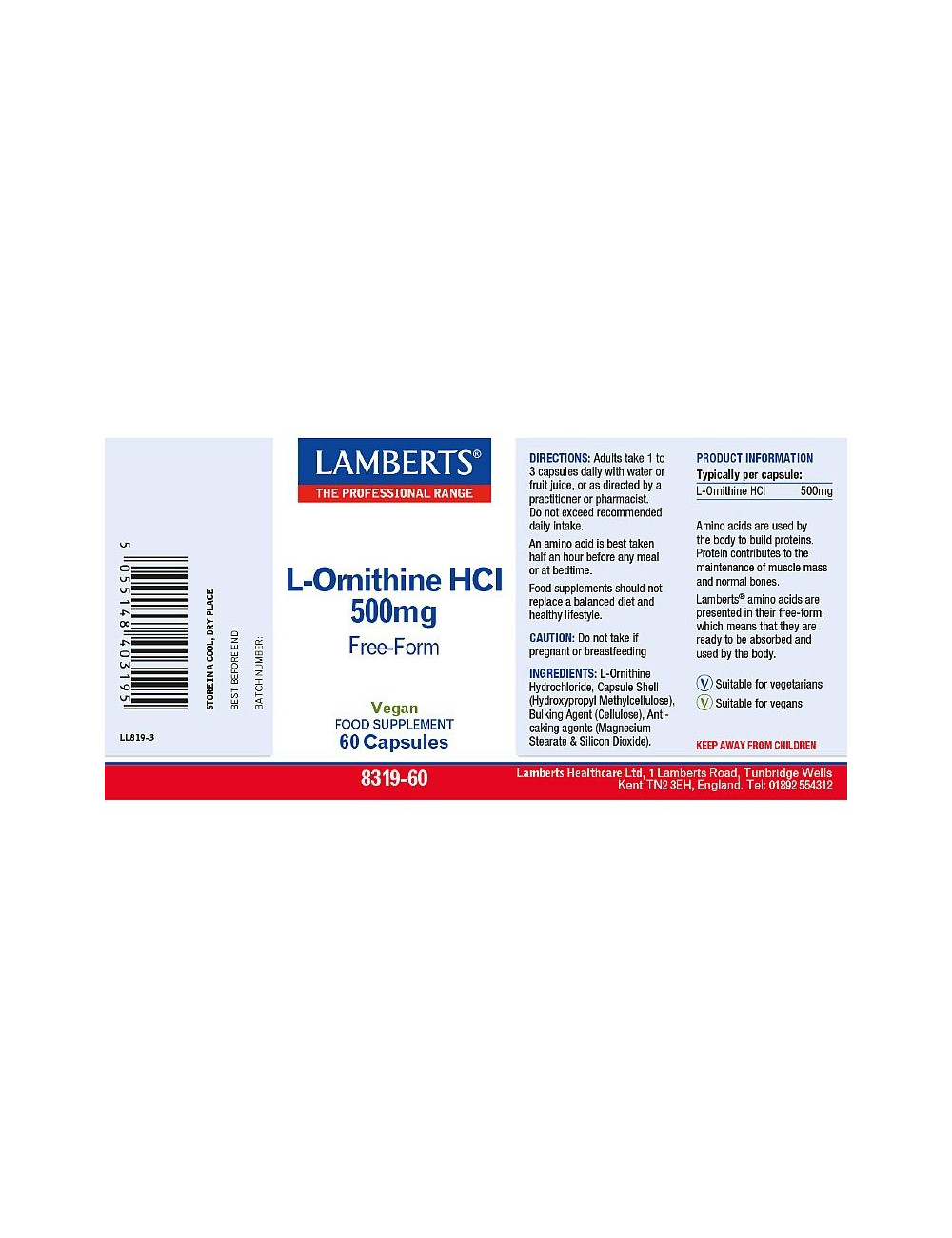 L-Ornithine 500mg Lamberts