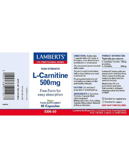 L-Carnitine 500mg Lamberts
