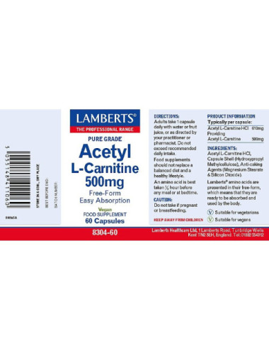 Acetyl L-Carnitine 500mg Lamberts