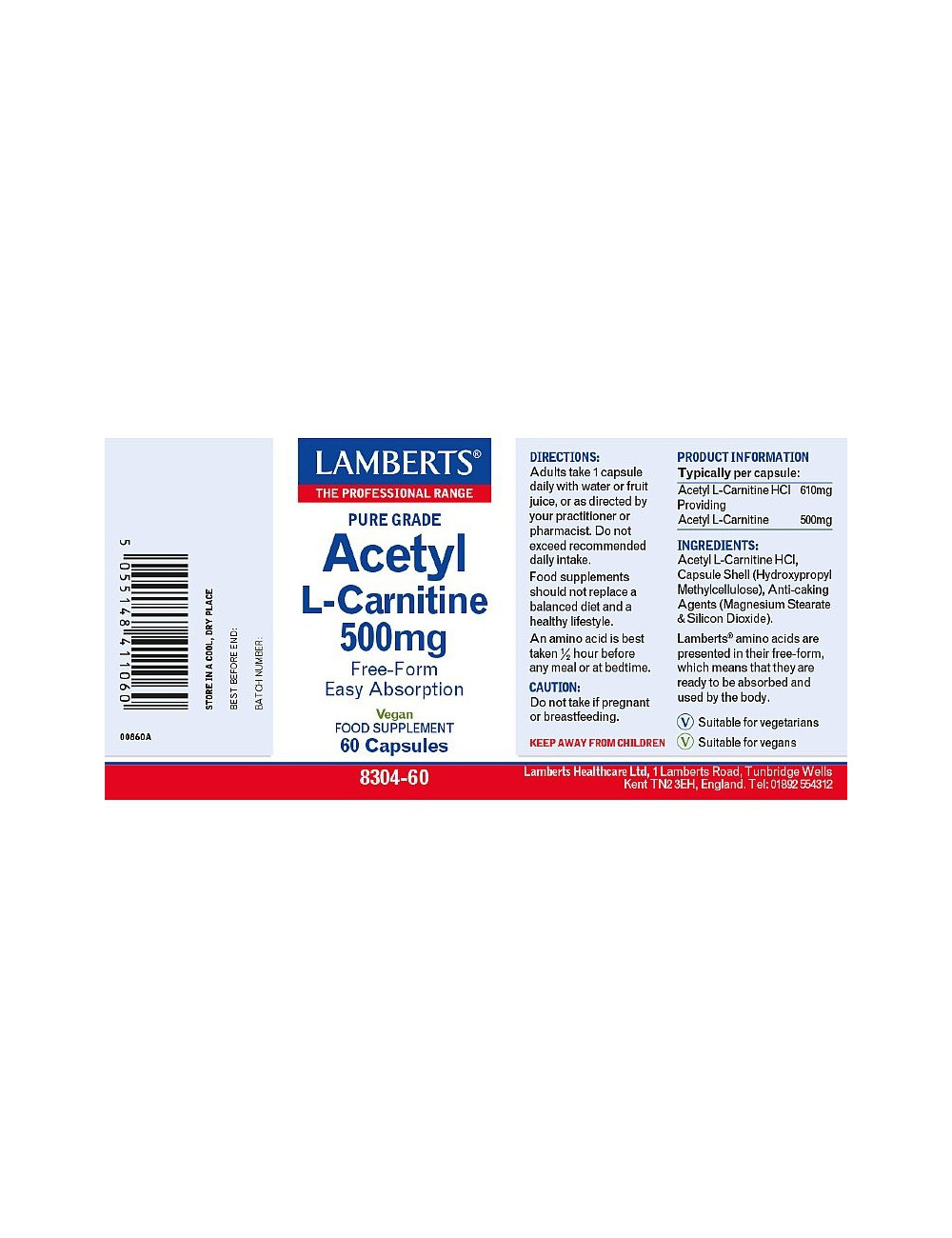 Acetyl L-Carnitine 500mg Lamberts