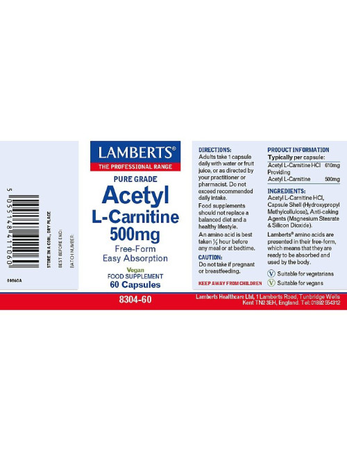 Acetyl L-Carnitine 500mg Lamberts