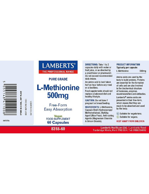 L-Methionine 500mg Lamberts