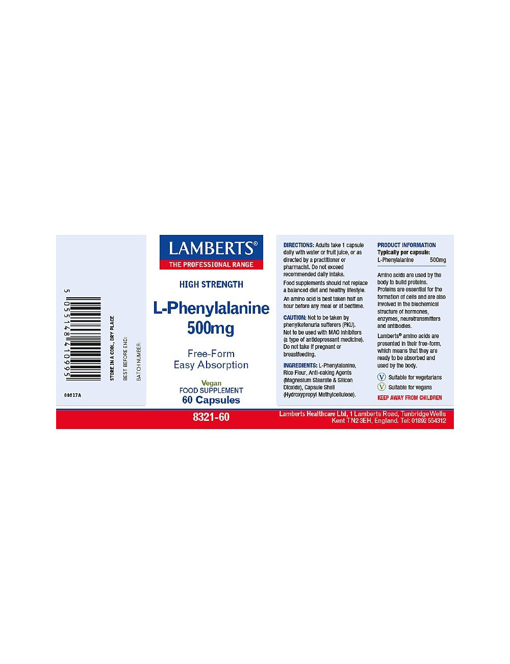 L-Phenylalanine 500mg Lamberts