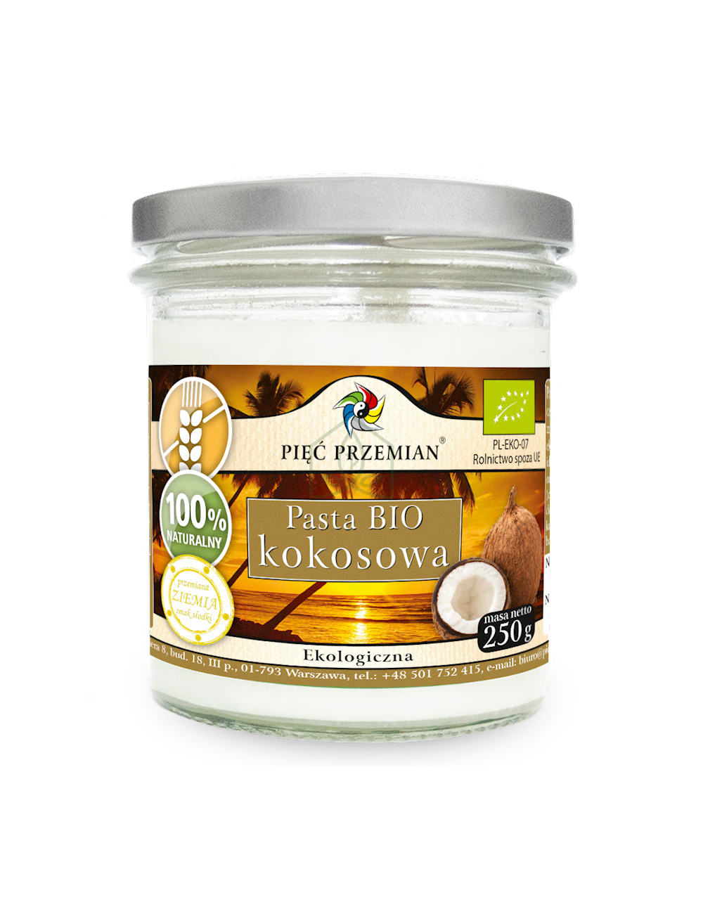Organic Coconut Paste BIO 250g, Pięć Przemian