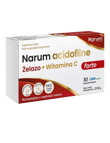 Narum Acidophilic Iron + Vitamin C, 30 capsules