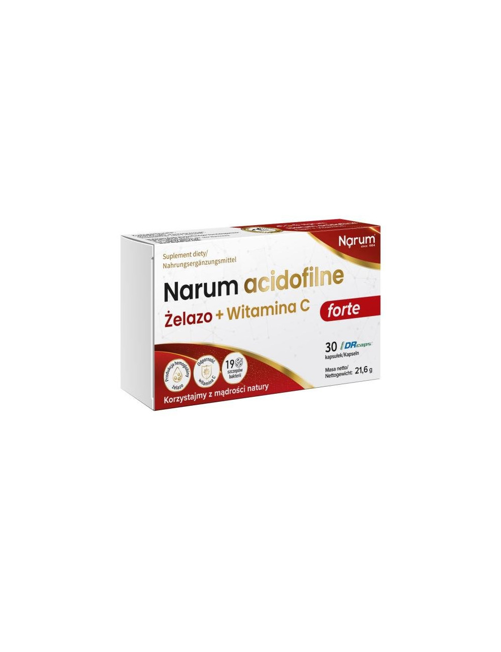 Narum Acidophilic Iron + Vitamin C, 30 capsules