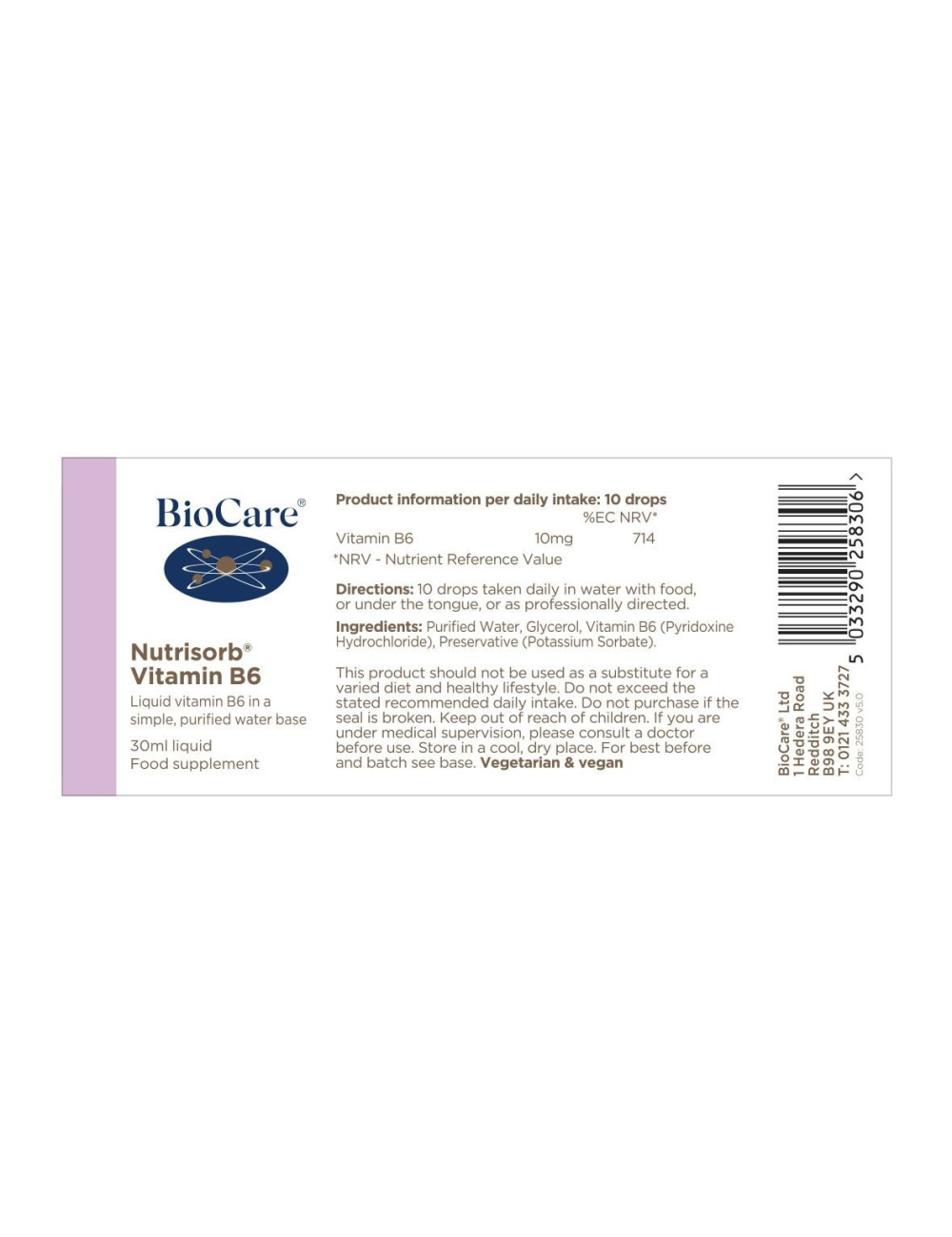 Nutrisorb® Vitamin B6 30ml BioCare
