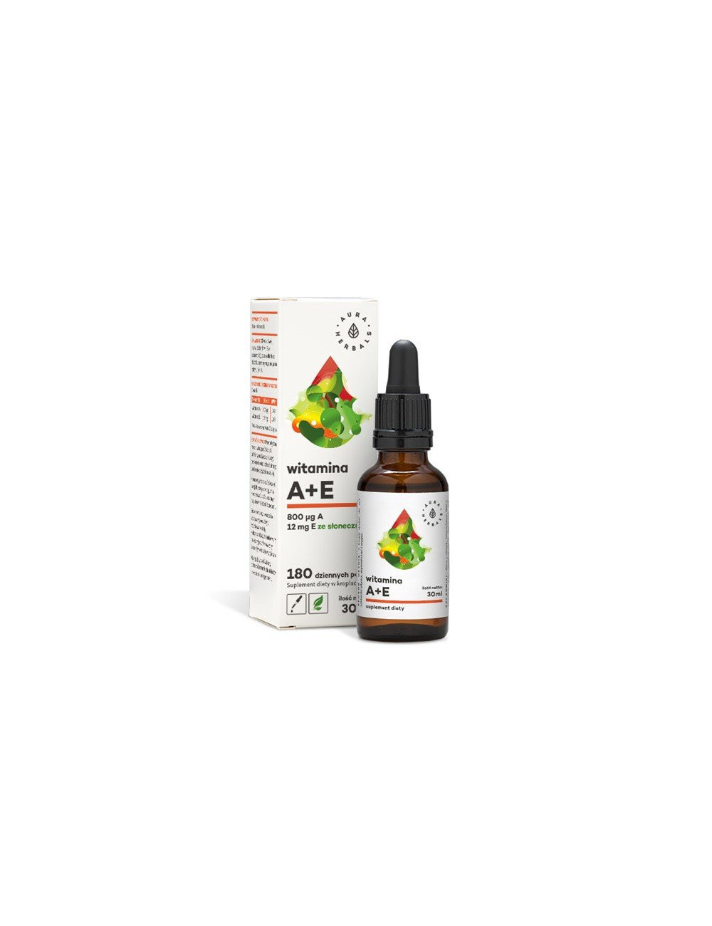 Vitamin A + E in drops, 180 daily servings (30ml) AuraHerbals
