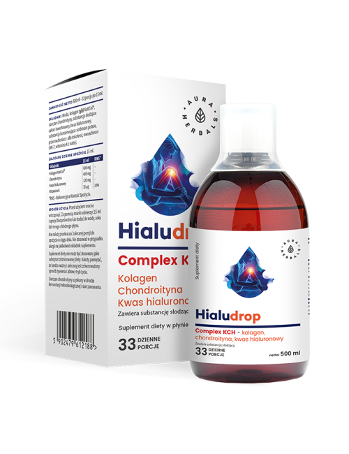 Hialudrop Complex KCH - Collagen, Chondroitin, Hyaluronic Acid, Liquid Diet Supplement, 33 Daily Servings, 500 ml