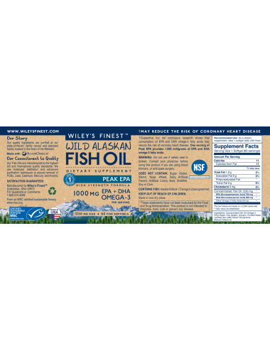Wild Alaskan Fish Oil, Peak EPA, 1000 mg, 60 Fish Softgels