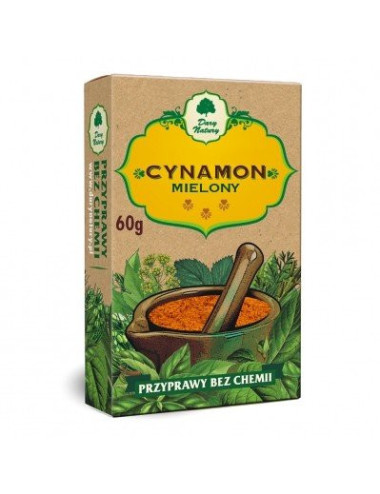 Ground Cinnamon 60g, Naturally chemicals and gluten free, Dary Natury