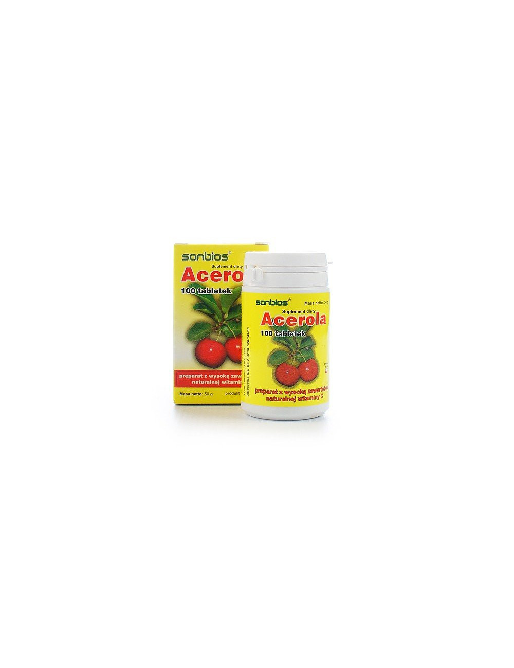 Acerola 500mg 100 tablets Natural Vitamin C Sanbios