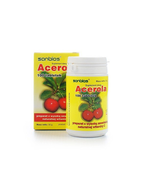 Acerola 500mg 100 tablets Natural Vitamin C Sanbios
