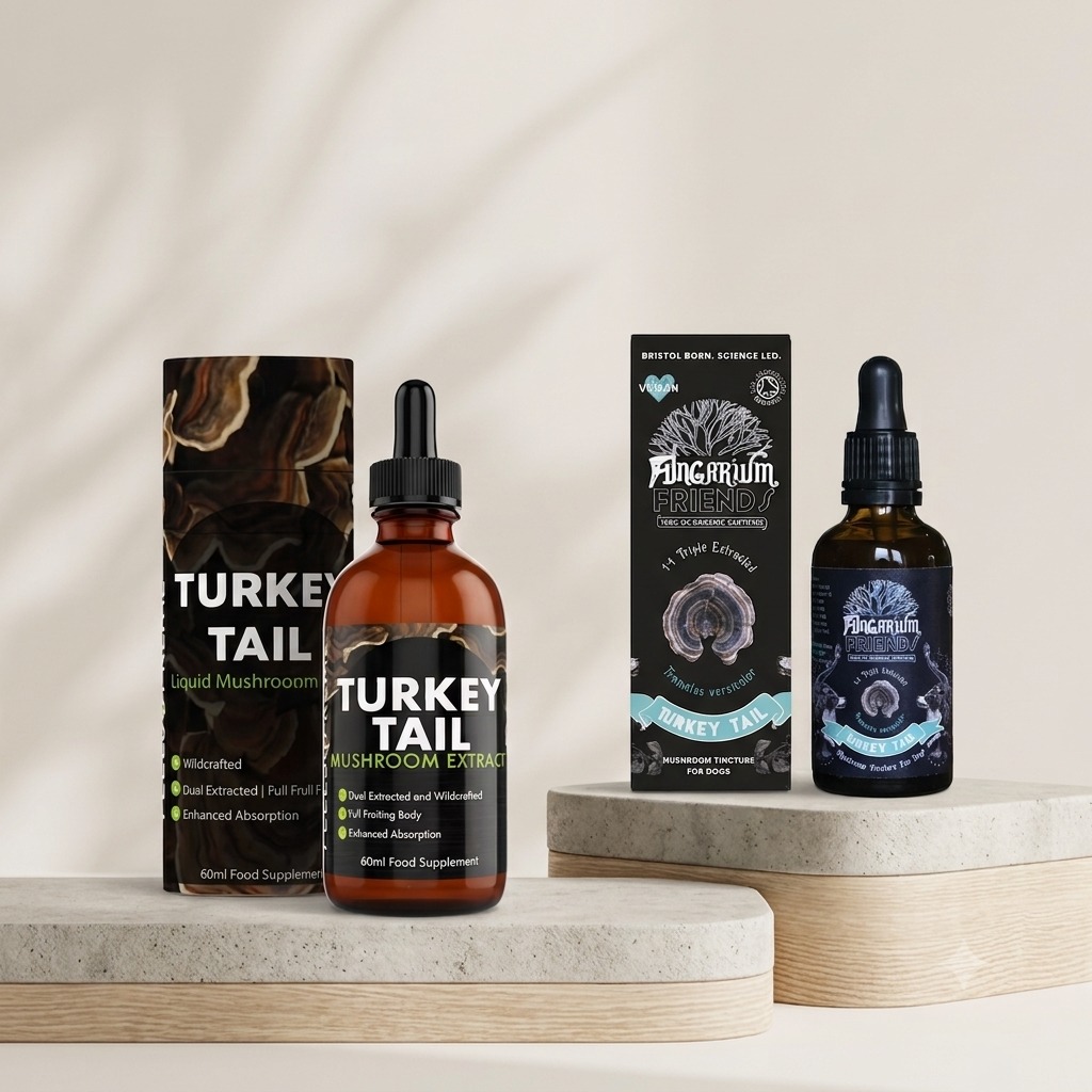 Premium Turkey Tail Mushroom Liquid extract bottle for natural immune support and supplement cycling routines naturalherbakings.co.uk